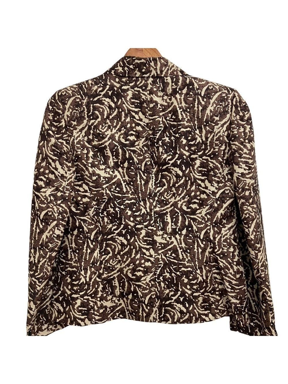 Kasper Pure Silk 2-Piece Blazer & Camisole Brown Black Cream Abstract Size US 8 - Picture 8 of 16